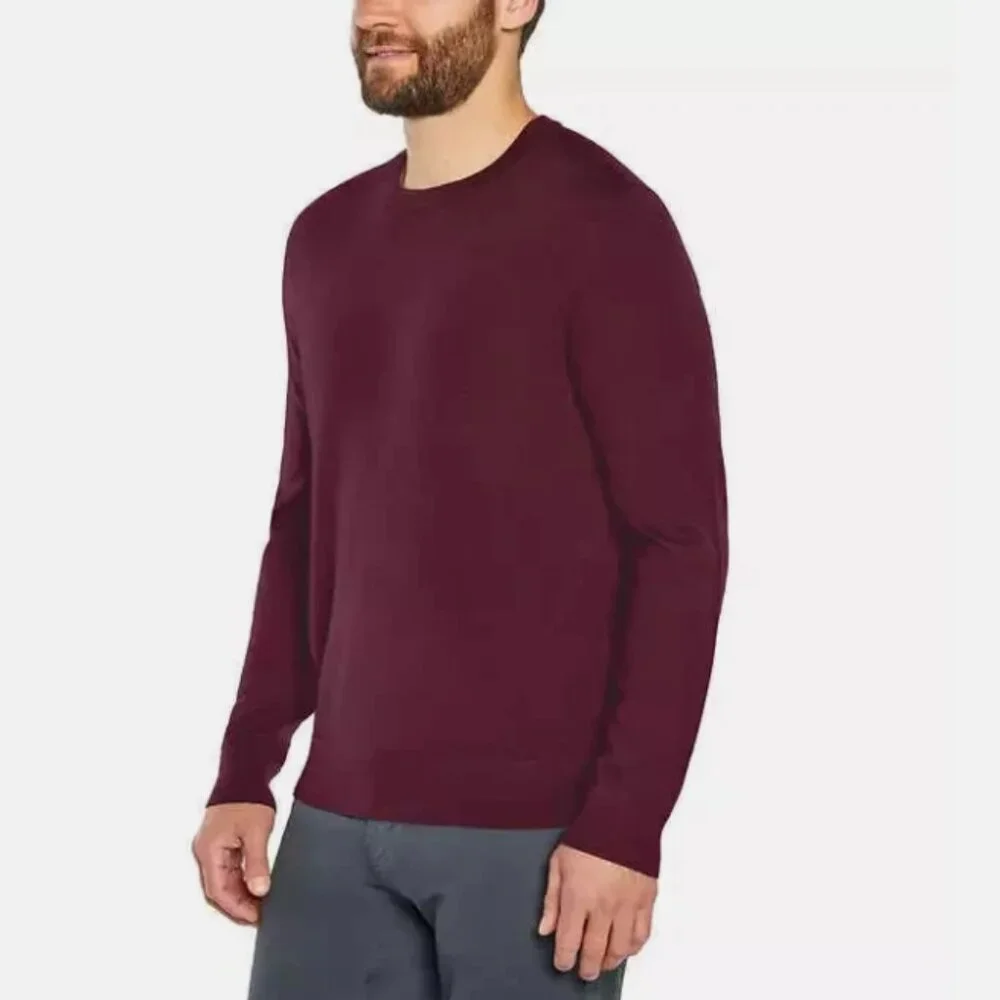 Banana Republic Men's 100% Merino Crew-Neck Sweater Dark Red M